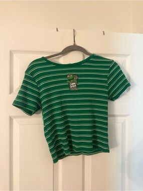 Sesame Street Ribbed Embroidered Crop Top
